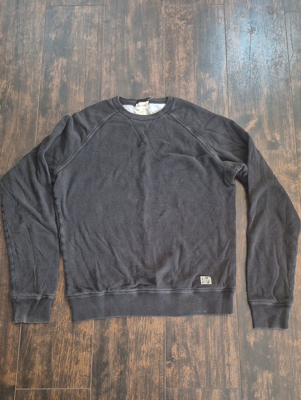 DIESEL reversible Thermal Tee XXL Distressed Graphic Long Sleeve Waffle Shirt